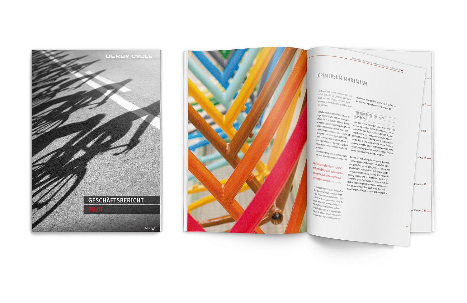 Geschäftsbericht Derby Cycle Das Bild zeigt einen Geschäftsbericht der Firma Derby Cycle. (Für Derby Cycle Werke, 2010) (© Papenfuss | Atelier)