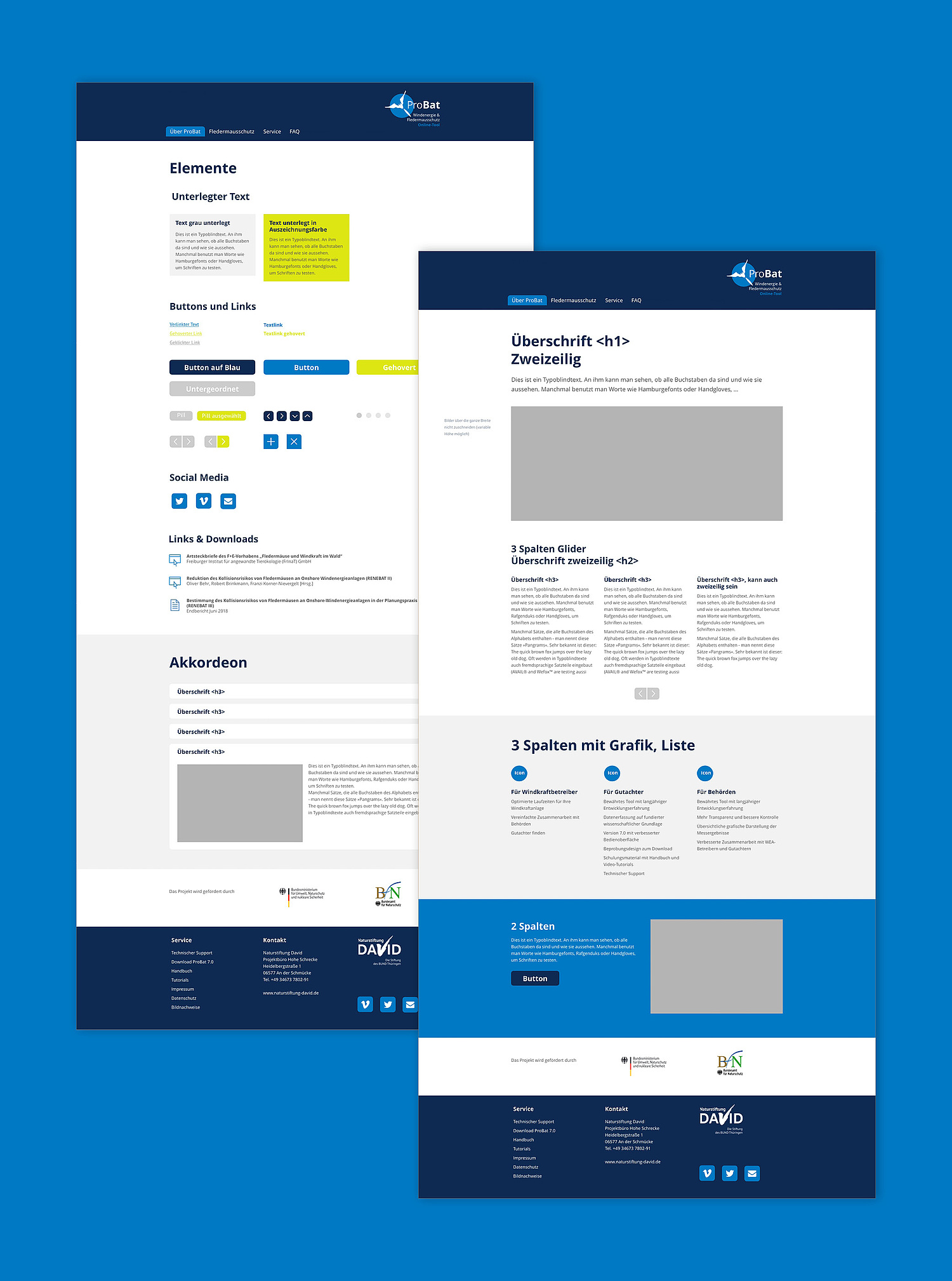 Übersicht und Styling der Websiten-Elemente (© Papenfuss | Atelier)