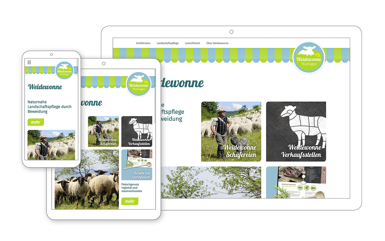 Webdesign Webentwicklung Naturstiftung David Responsive Startseite Responsive-Ansicht der Startseite Weidewonne Thüringen (© Papenfuss | Atelier)