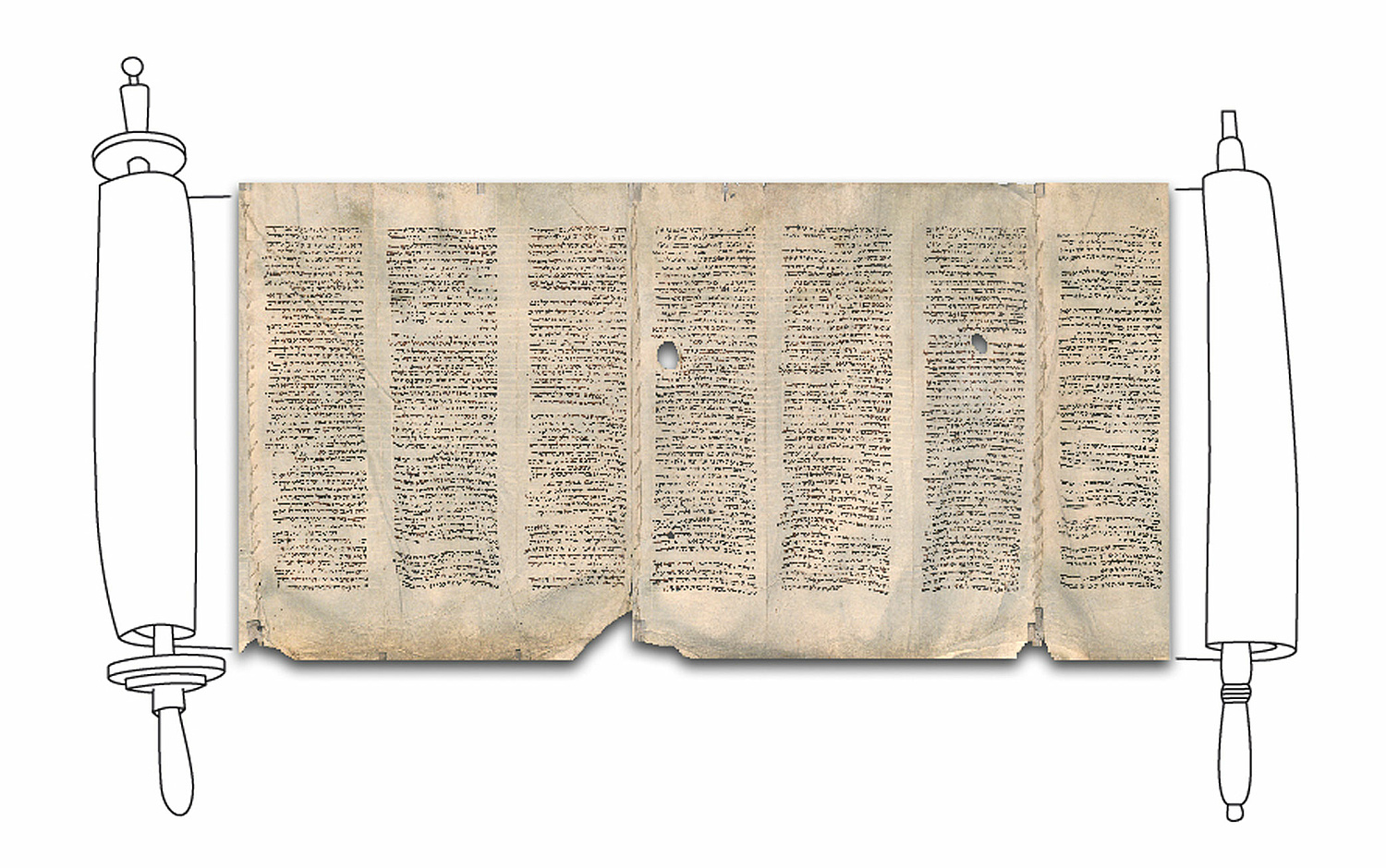 Hebräische Handschriften Das Bild zeigt eine ausgerollte Torarolle. (für Netzwerk Jüdisches Leben Erfurt) (© Papenfuss | Atelier)