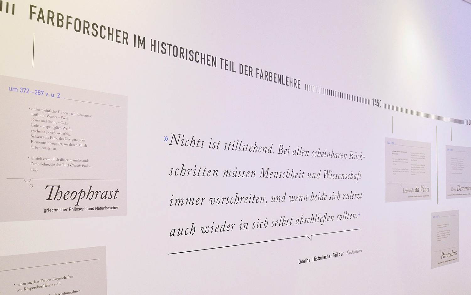 Klassik Stiftung Weimar – Goethes Farbenlehre – Ausstellungsdesign Zitatausschnitt aus der Ausstellung (© Papenfuss | Atelier)