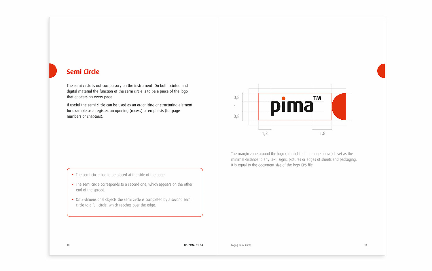 Das Bild zeigt Seiten zum Logo aus dem Design-Manual für das Coporate Design von Pima (für Alere, 2009).  (© Papenfuss | Atelier)