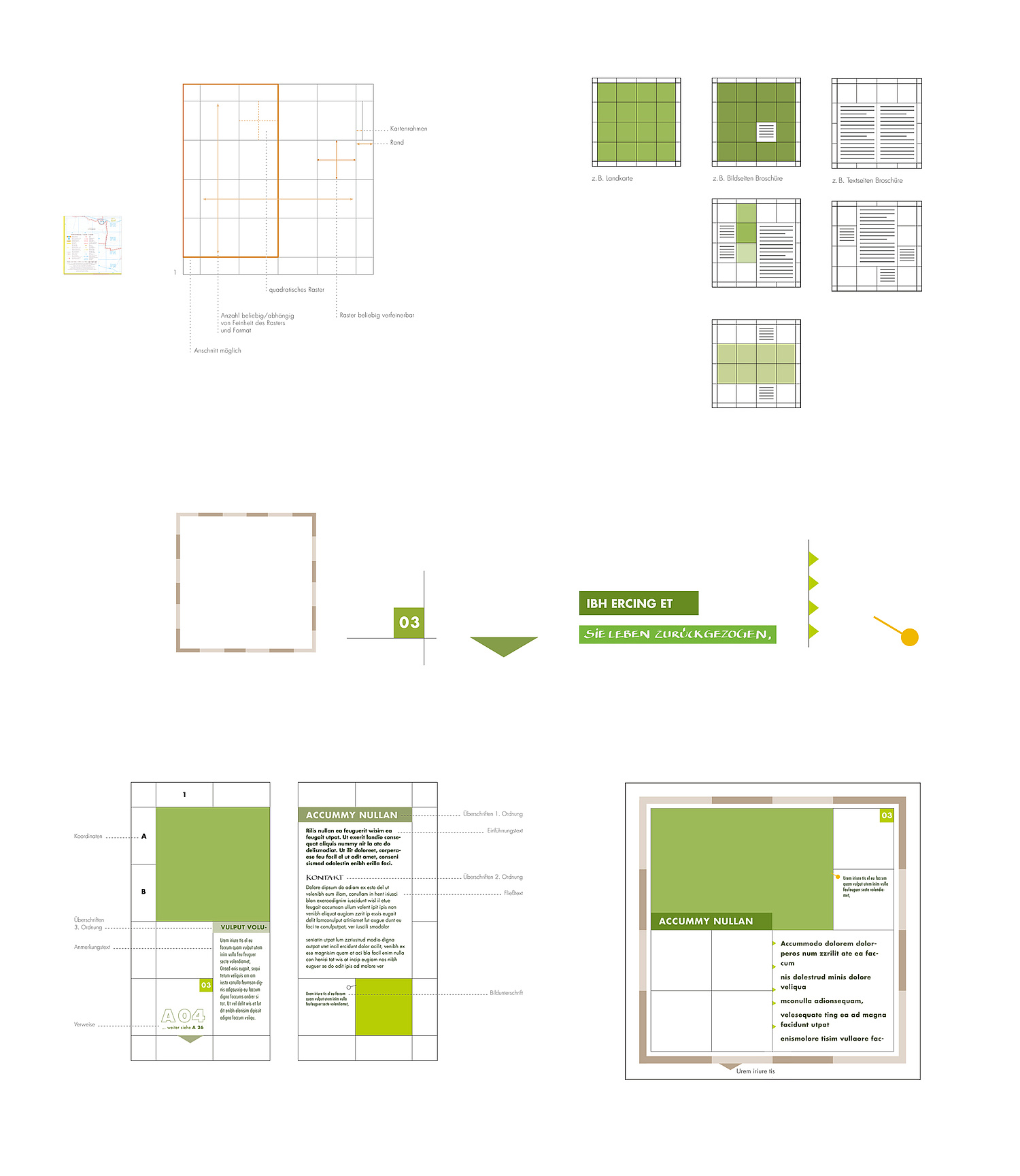 Grafische Elemente des Corporate Designs Das Bild zeigt eine Ansicht der grafischen Elemente des Corporate Designs (für BUND, 2005). (© Papenfuss | Atelier)