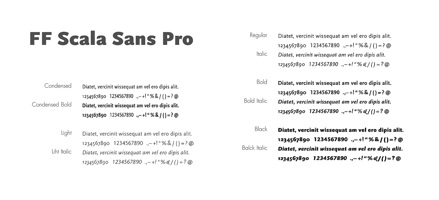 Die firmeneigene Schrift verleiht Gesicht, vermittelt Kompetenz und Eigenständigkeit. Die Hausschrift
leistet einen großen Beitrag zu einem geschlossenen Erscheinungsbild. Die Schrift FF Scala Sans mit ihrem modernen, gleichermaßen freundlich-dekorativen Charakter bildet in Ergänzung mit den Farben eine kontrastreiche, dabei jedoch harmonische Gestaltung. (© Papenfuss | Atelier)