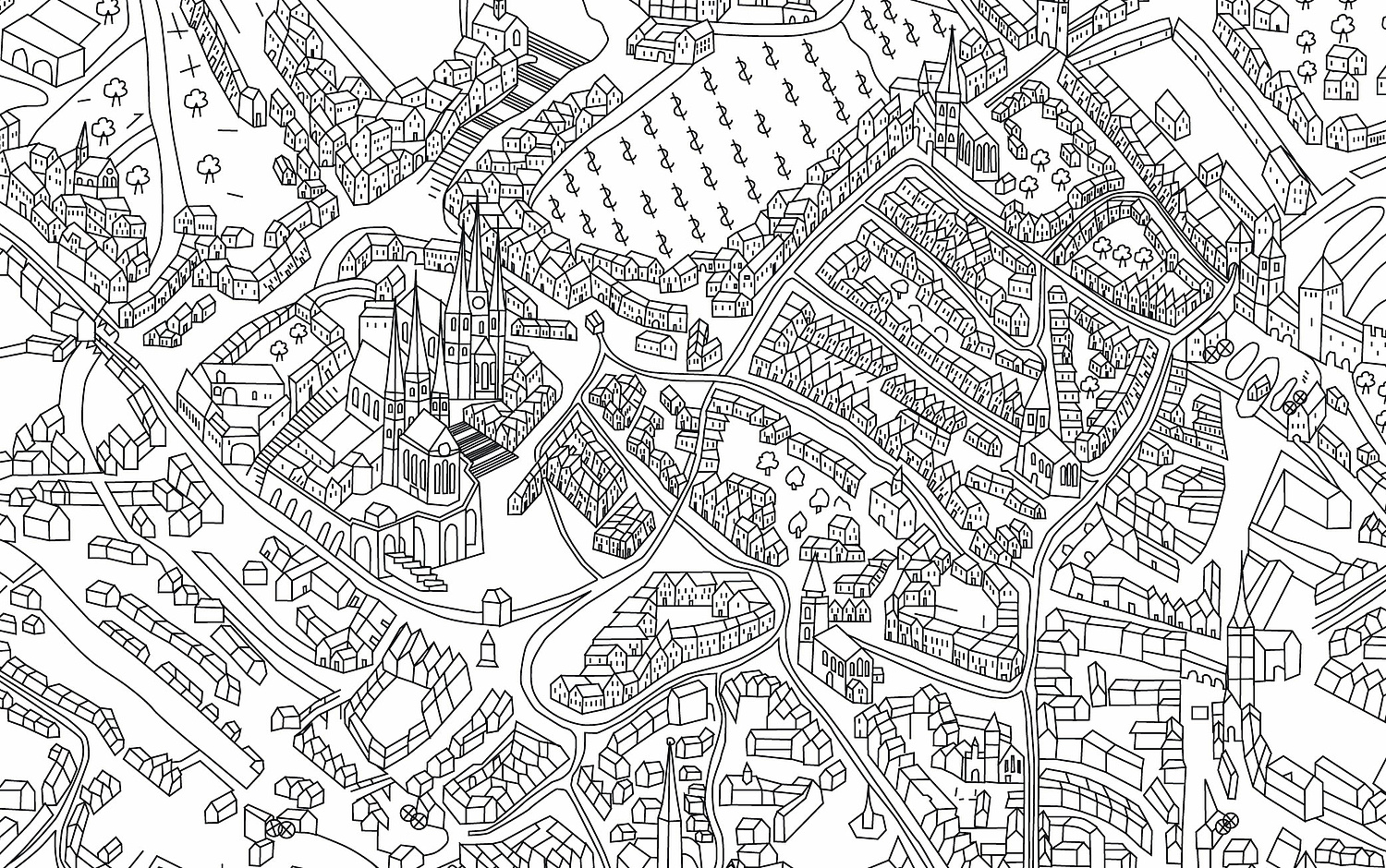 Illustration Dedekind-Karte Das Bild zeigt die Illustration eines Stadtplans von 1675 von J. M. Dedekind. (für Netzwerk Jüdisches Leben) (© Papenfuss | Atelier)