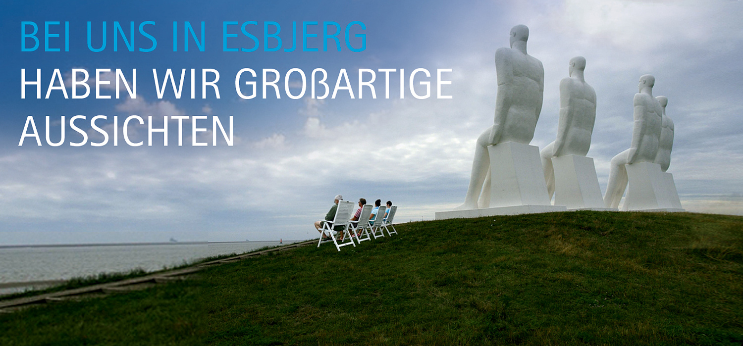 Weltnaturerbe Wattenmeer Entwurf Banner Das Bild zeigt einen Entwurf für ein Banner mit regionalem Bezug für Dänemark, hier am Beispiel Esbjerg (für Trilaterale Wattenmeerkooperation, 2012) (© Papenfuss | Atelier)