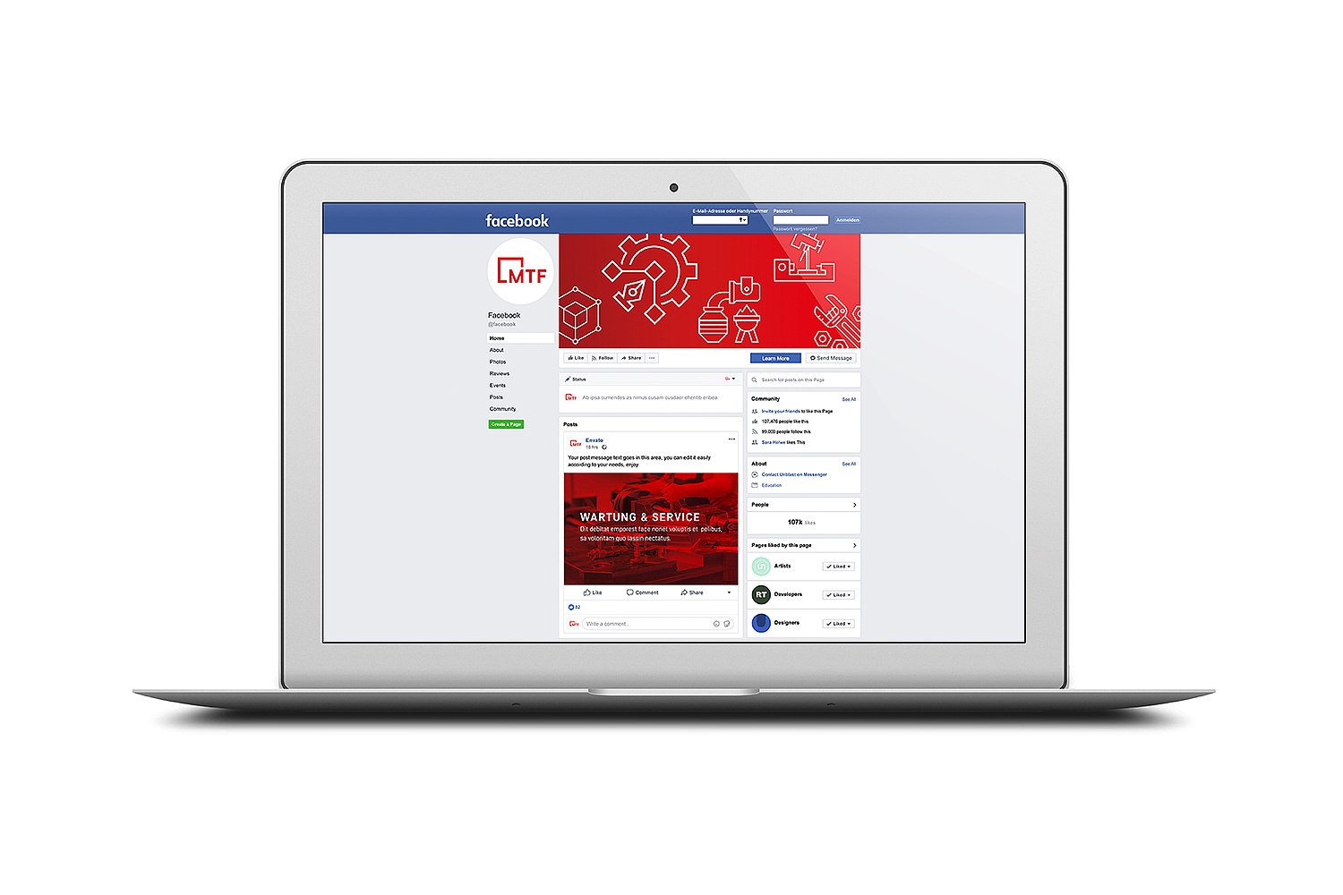 Facebookauftritt Modell Technik Formenbau Facebookauftritt (© Papenfuss | Atelier)