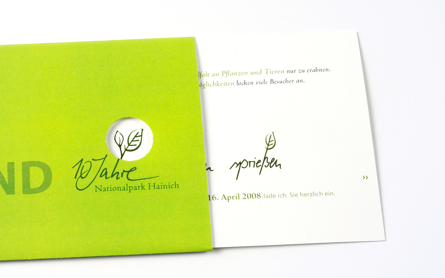 Nationalpark Hainich – Kommunikationsdesign – Printprodukte Detailansicht der Einladungsakarte für die Jubiläumsveranstaltung (© Papenfuss | Atelier)