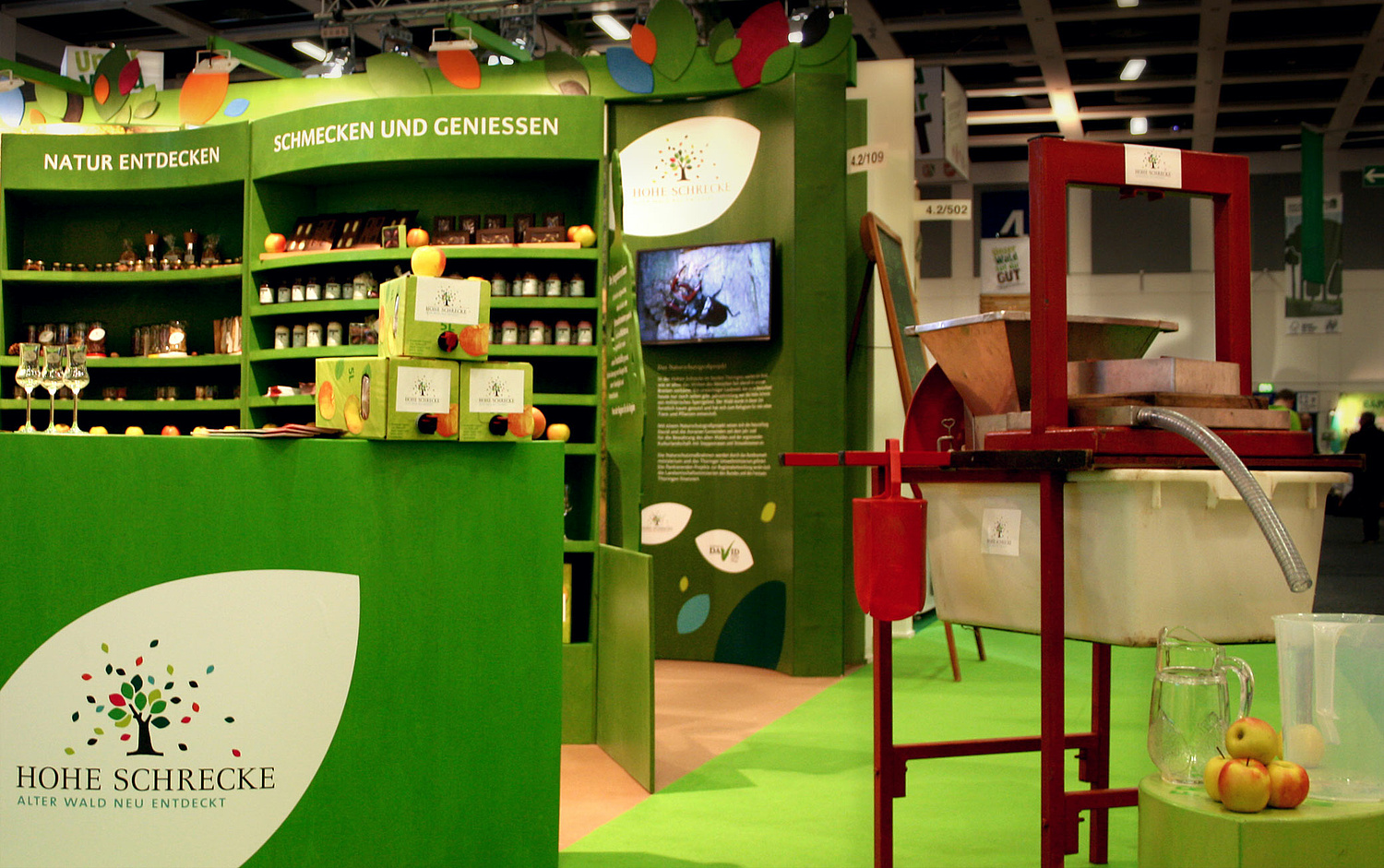 Grüne Woche Berlin 2017 – Naturstiftung DAVID – Messestand Messestand für die Hohe Schrecke zur Internationalen Grünen Woche 2017 (© Papenfuss | Atelier)