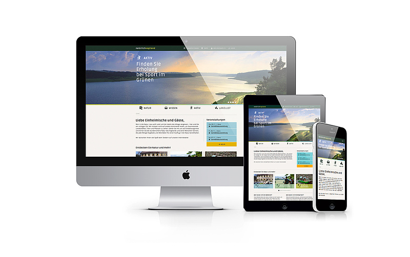 Das Bild zeigt eine Ansicht der Naturerlebniswebsite im Responsive Design (für Landratsamt Greiz, 2015).
