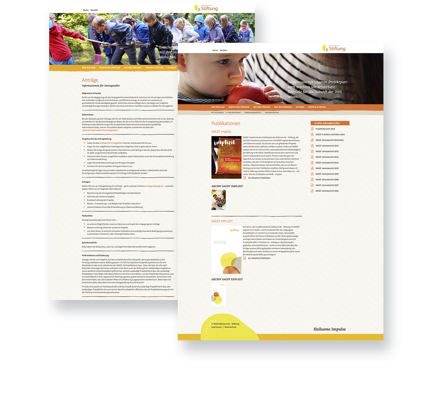 Webdesign Webentwicklung Software AG –Stiftung– Startseite Ansichten der Unterseiten zu den Anträgen und Publikationen (© Papenfuss | Atelier)