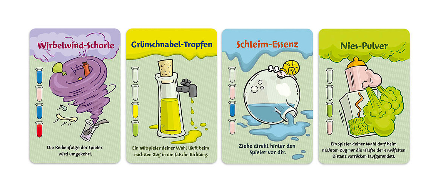 Das Bild zeigt Spielkarten aus dem Spiel "Der Zaubermeister" (für Faber-Castell, 2008). (© Papenfuss | Atelier)