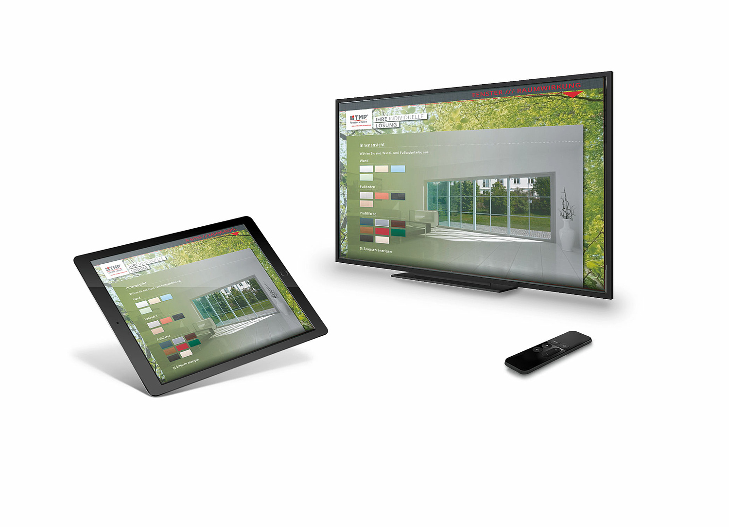 TMP Beratungstool: App als Konfigurationswerkzeug Das Beratungstool ruft eine Produkt-Datenbank ab, die dem Kunden auf Tablet und PC vorgeführt werden kann. (© Papenfuss | Atelier)