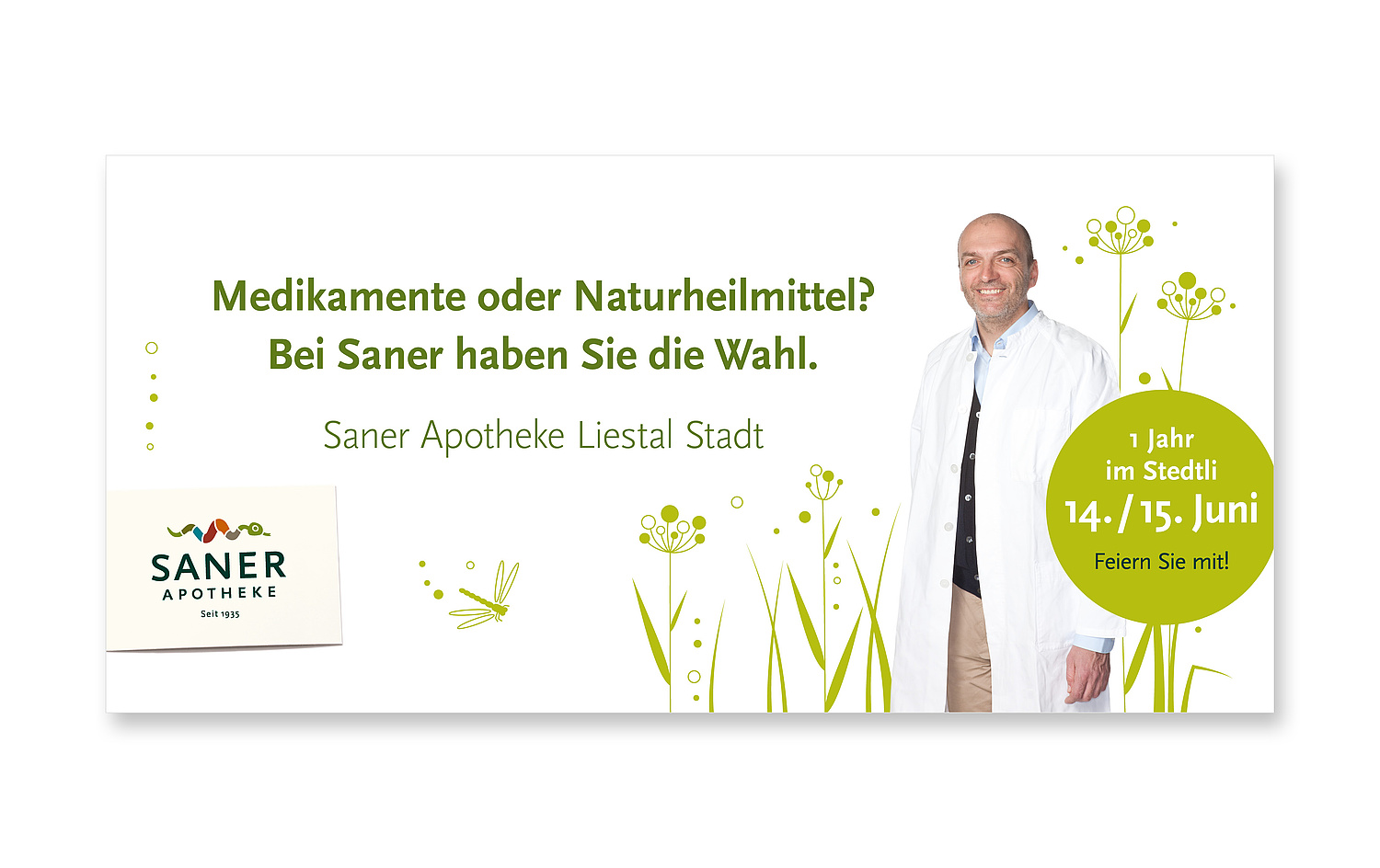 Plakat zur Bewerbung des 1-jährigen Jubiläums in Liestal  (© Papenfuss | Atelier)