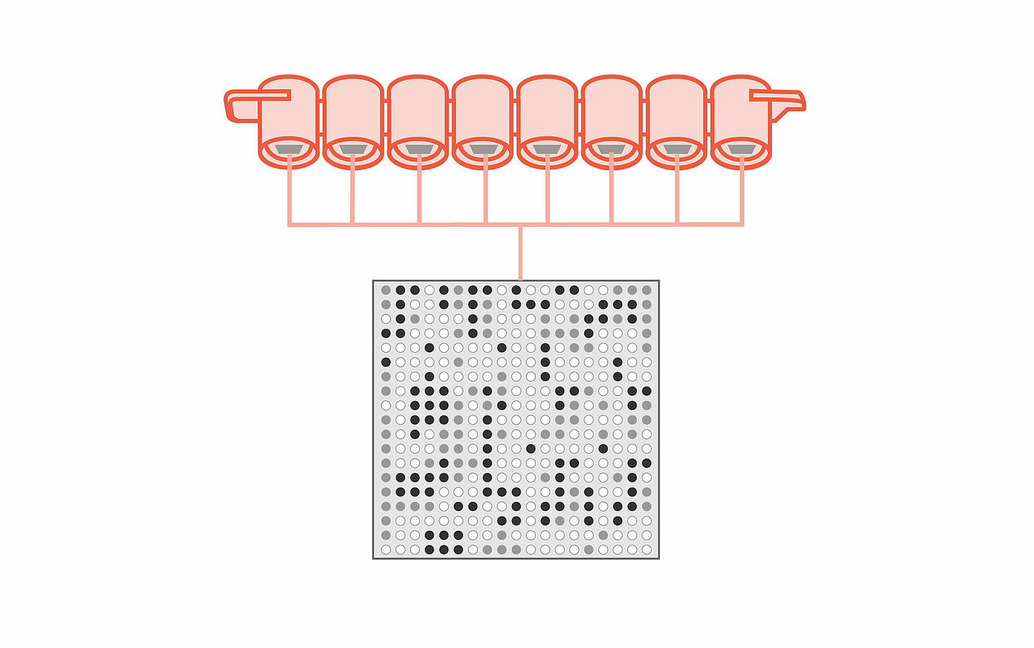 Illustration für clondiag chip technologies Das Bild zeigt eine Illustration (für clondiag chip technologies, 2009). (© Papenfuss | Atelier)
