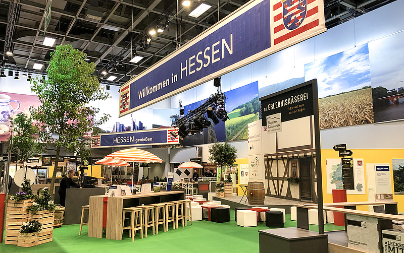 Viel Platz zum Verweilen am Messestand des Landes Hessen auf der IGW 2019