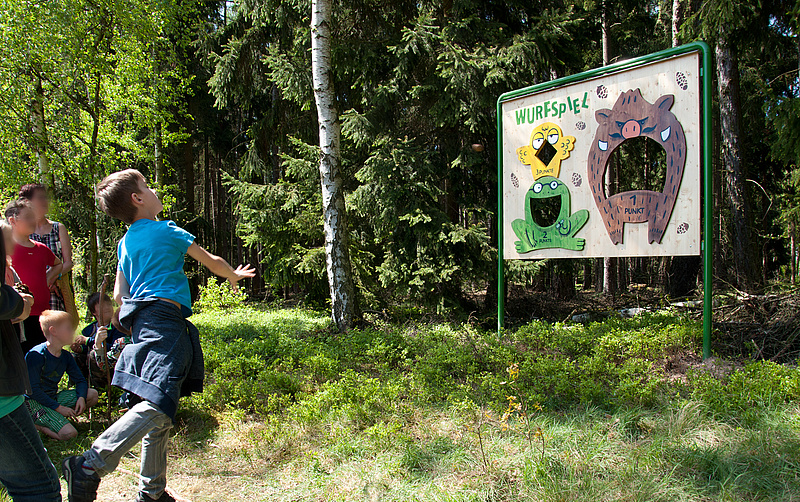Das Bild zeigt die Zielwurfwand im Pöllwitzer Wald (für Landratsamt Greiz, 2016).