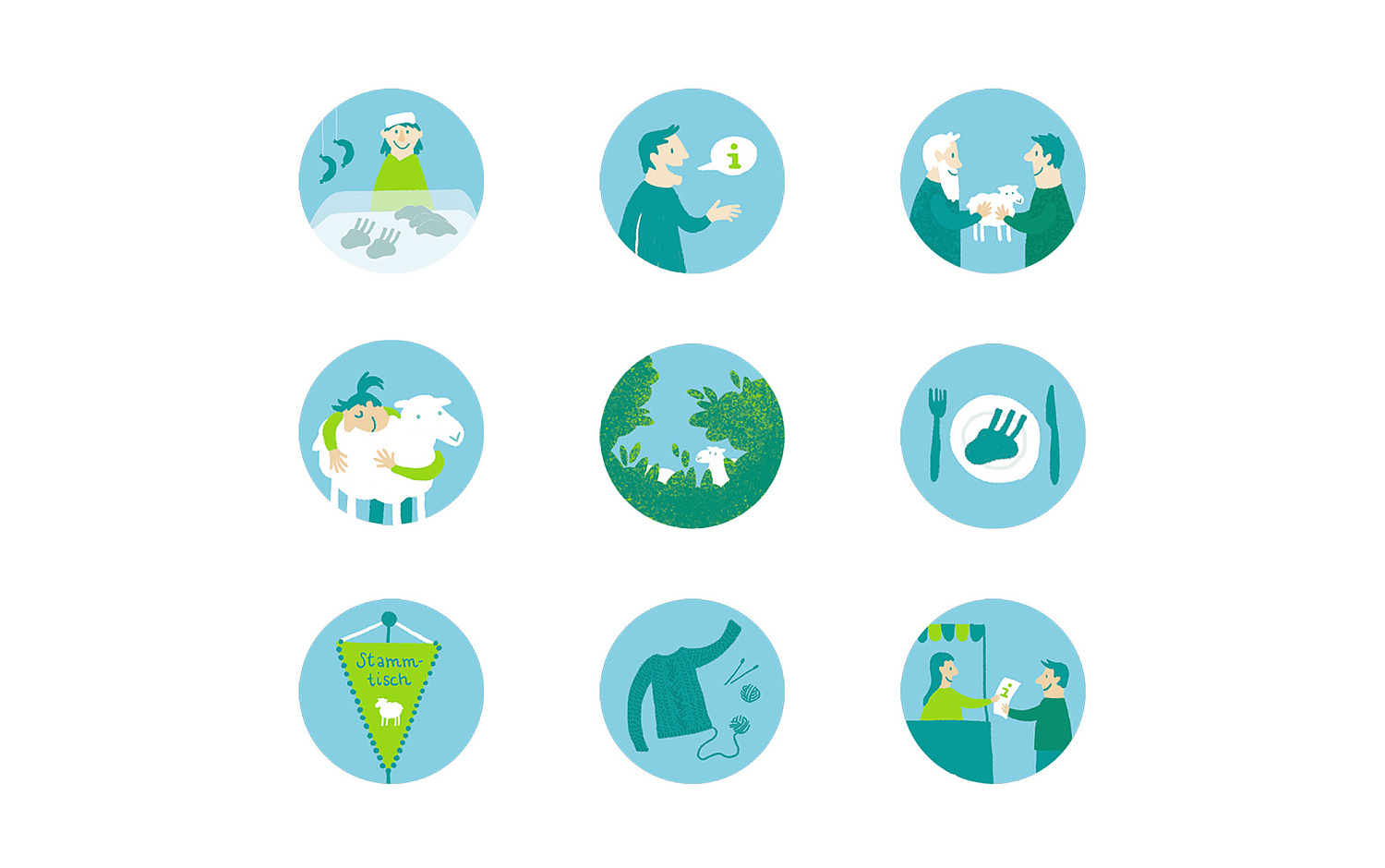 Webdesign Webentwicklung Naturstiftung David Illustrationen Die speziell für Weidewonne entwickelten Grafiken illustrieren heiter die Ziele und Maßnahmen des Projekts. In ihrer Farbigkeit sind sie eng an das Erscheinungsbild bzw. das Projektlogo angelehnt. (© Papenfuss | Atelier)